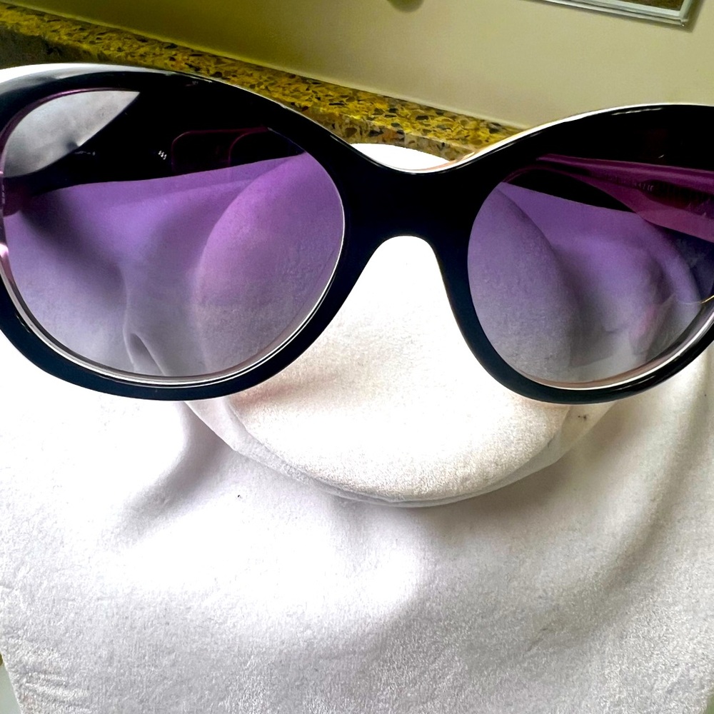Carolina Lemke Sunglasses Lavender Colored Lenses, Black & Pink, Retails at $99